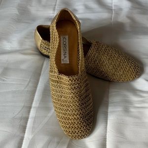 Corsina Women’s 6-1/2B Gold Open Weave Espadrille NWOB